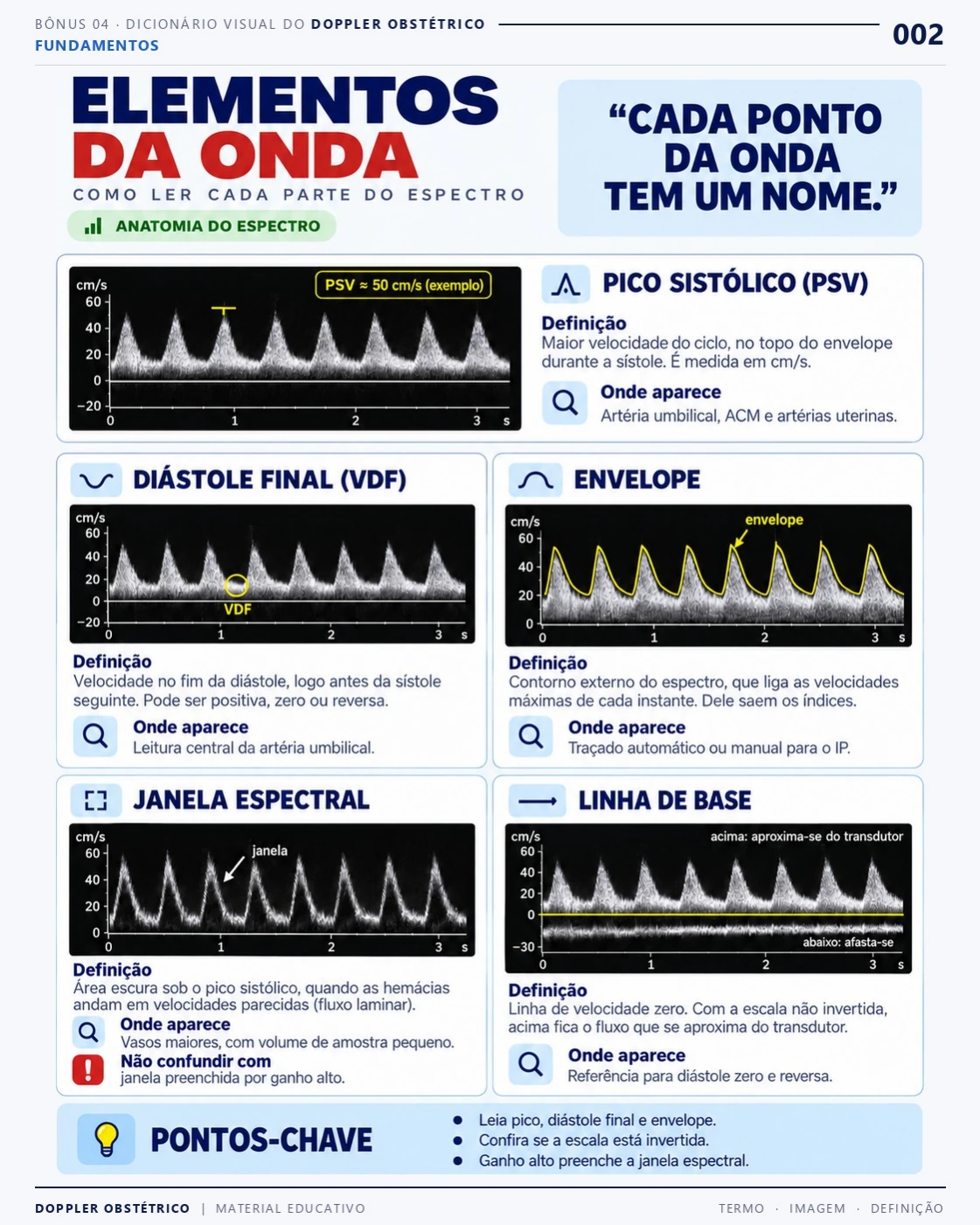 Exemplo de página: Dicionário Visual do Doppler Obstétrico