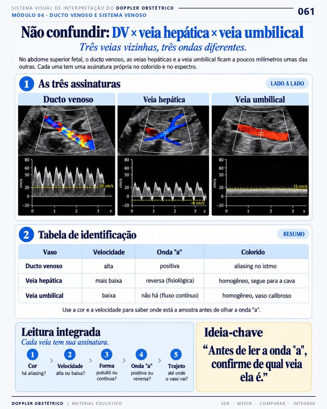 Página 61: Ducto venoso, veia hepática e veia umbilical. Trecho do PDF de Doppler Obstétrico e Fetal.
